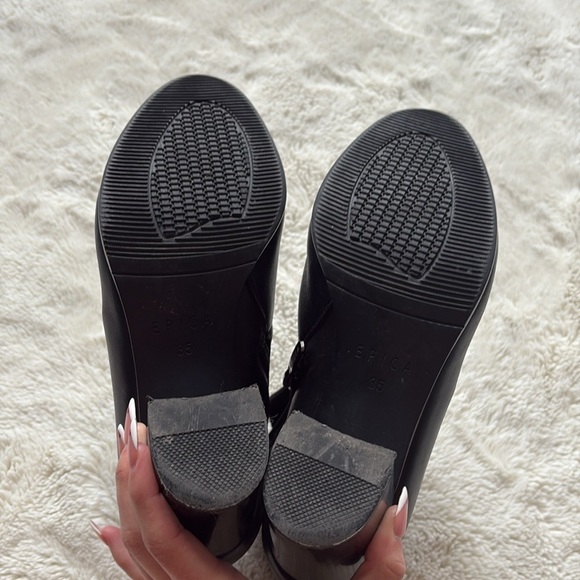 86 Epica Black Leather Heeled Boots | Sleek Minimalist Ankle Booties Size 6 - Picture 6 of 7